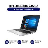 HP EliteBook 745 G6 14" Laptop, AMD Ryzen 7 Pro CPU, 8GB RAM, 256GB SSD, Windows 11 Pro (Renewed)