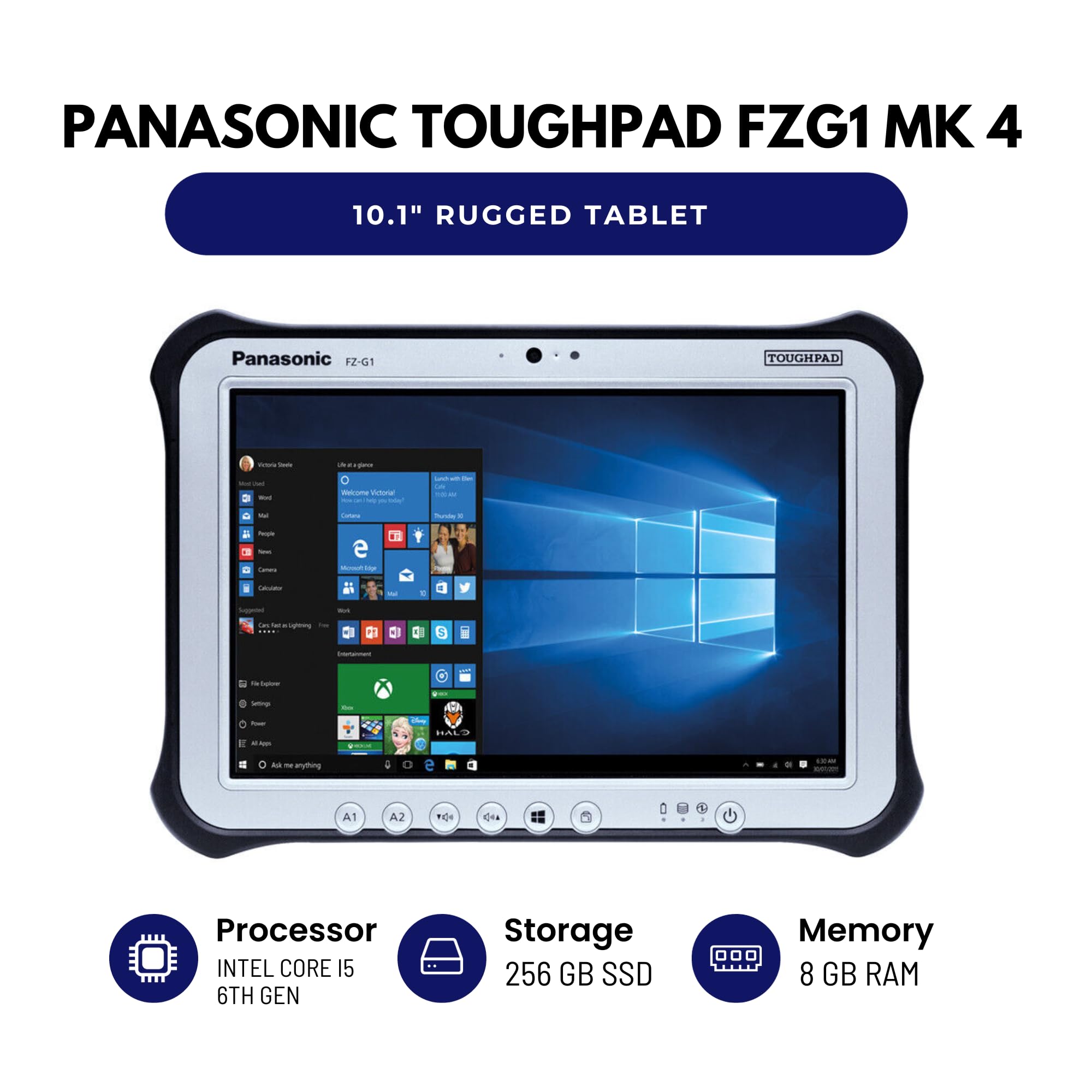 Panasonic ToughPad FZG1 Mk 4 10.1" Rugged Tablet - Intel Core i5 6th Gen CPU - 8GB RAM - 256GB SSD - Windows 10 Pro - Renewed